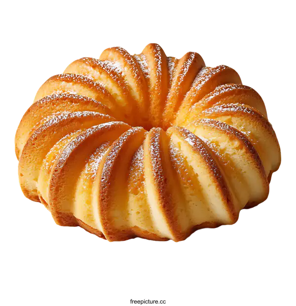 [Transparent Background PNG]Delicious Round Bundt Cake with Powdered Sugar