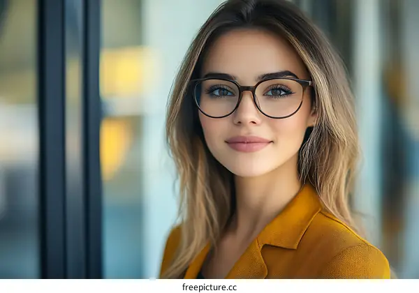 Portrait of a Caucasian Woman Wearing Glasses