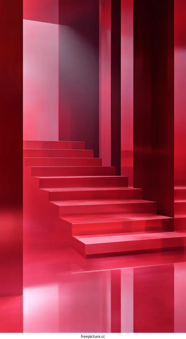 Abstract Red Interior Staircase Design