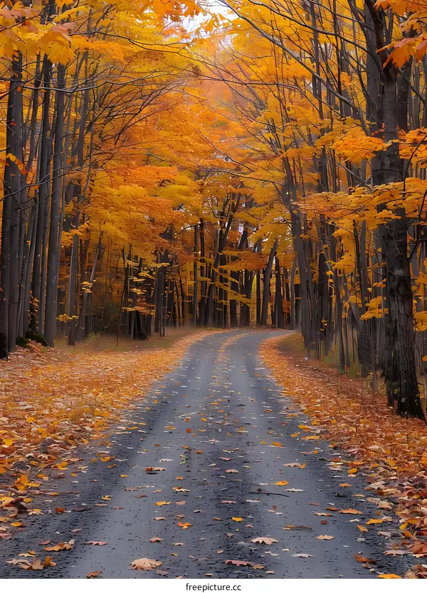 Fall Foliage Path in the Woods