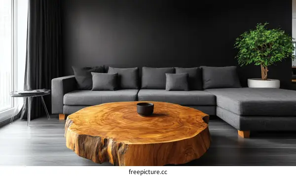 Modern Living Room with Wooden Coffee Table