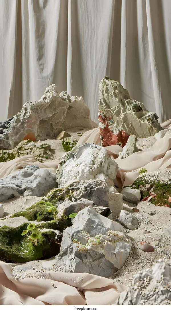 Abstract Stone and Fabric Still Life Photography
