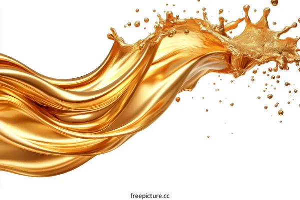 Golden Liquid Splashing and Flowing