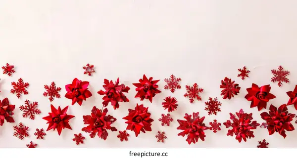 Red Christmas Ornaments on Cream Background