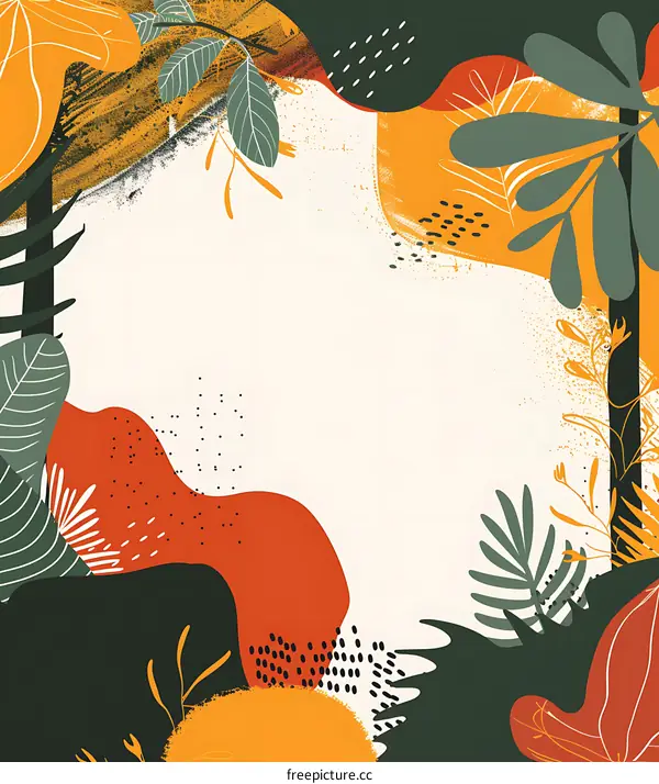 Abstract Tropical Leaves Illustration