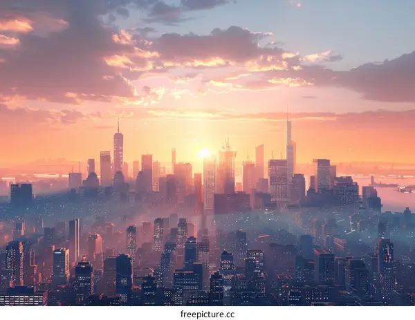 Sunrise over the Cityscapes of New York