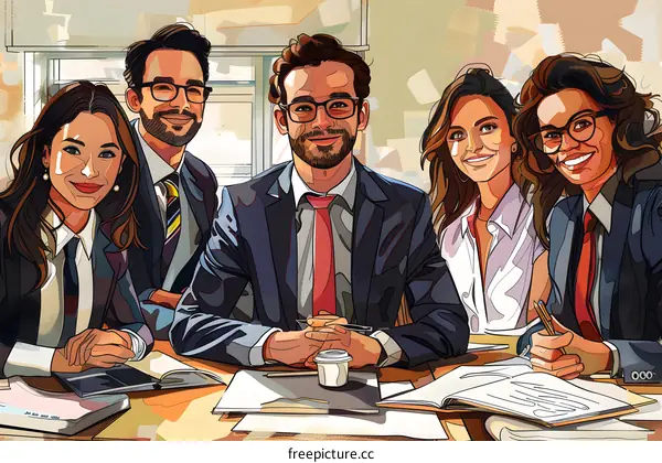 A group of business professionals in a meeting