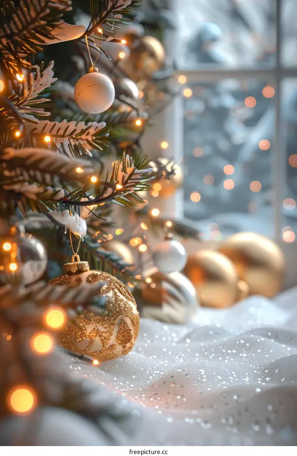 White and Gold Christmas Tree Ornaments