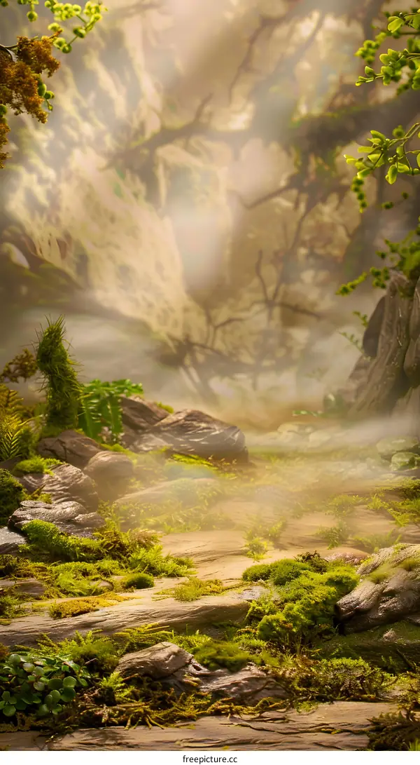 Green Moss Covered Forest Floor Background