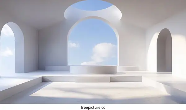 Minimalist White Archway Interior Scene