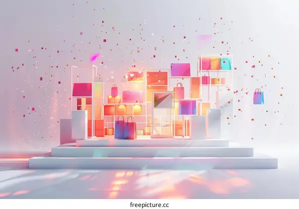 3D Rendered Abstract Background for Online Shopping Festival Promotion