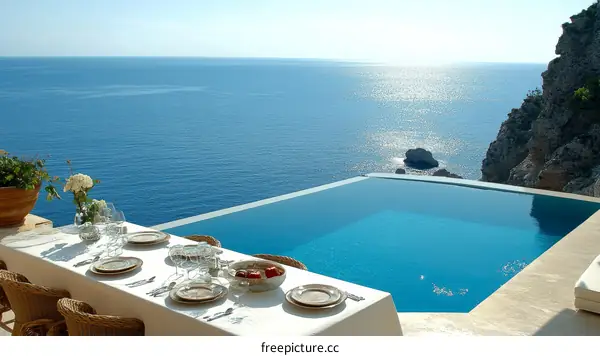 Luxury Cliffside Dining with Infinity Pool