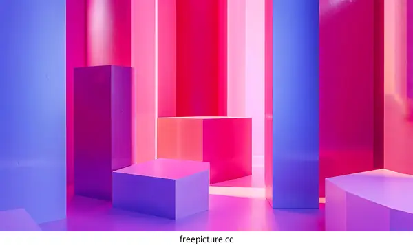 Abstract Background with Neon Pink And Blue Geometric Shapes