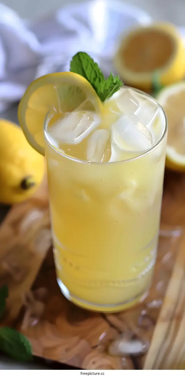Refreshing Iced Lemon Drink with Mint Garnish