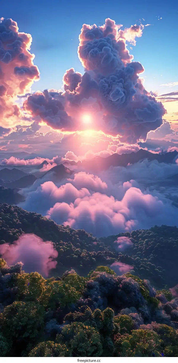 Mesmerizing Sunset over a Majestic Mountain Range