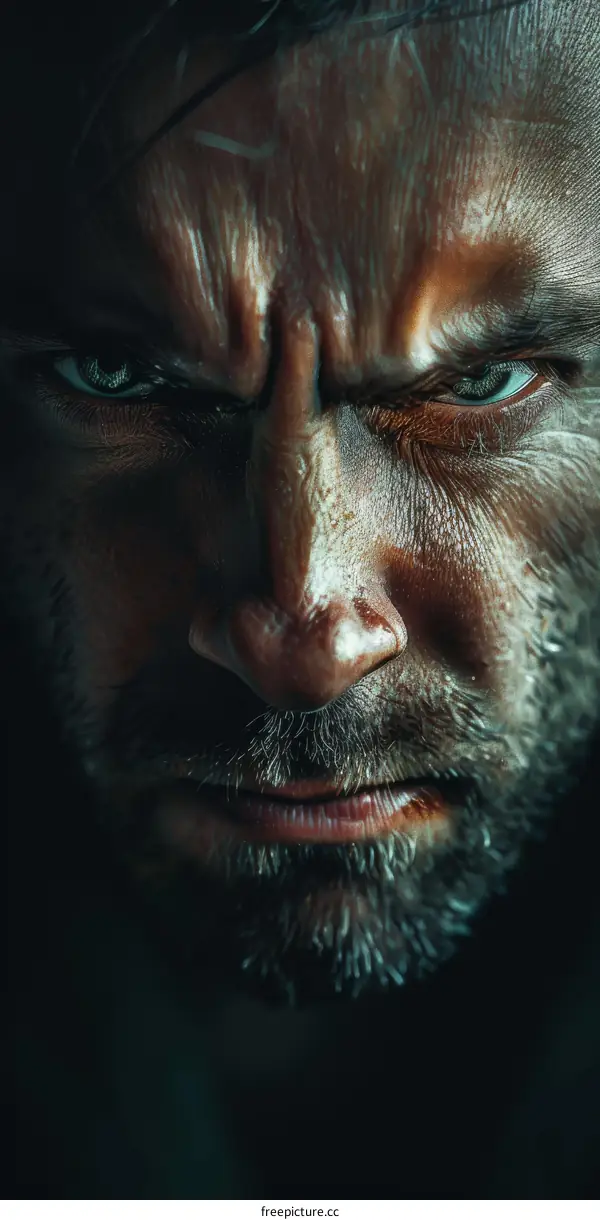 Closeup Angry Man Portrait
