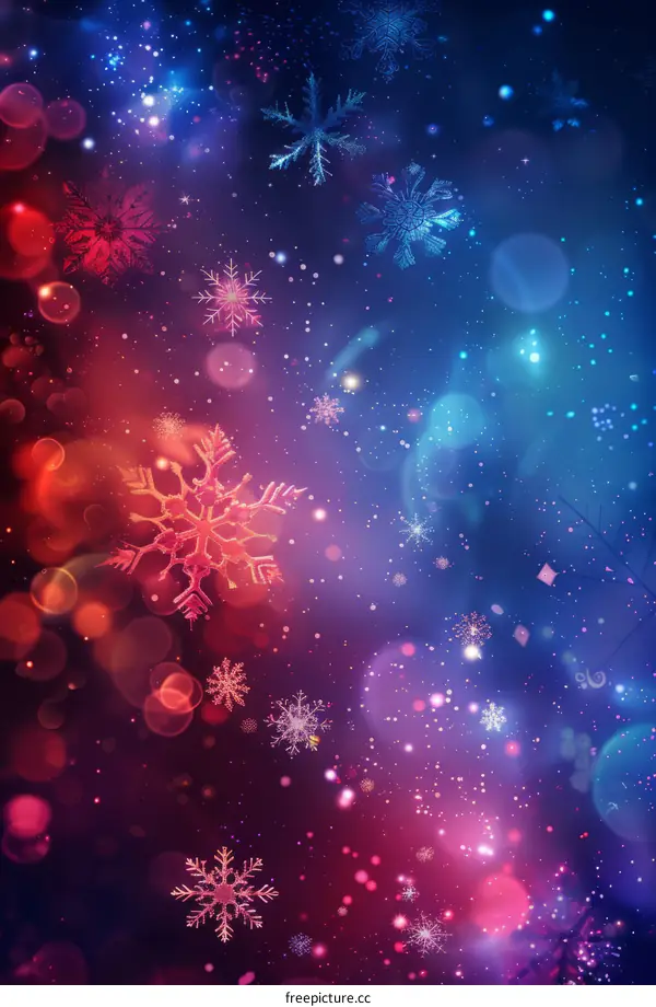 Red and Blue Snowflake Background