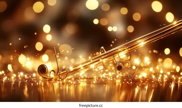 Golden Musical Instruments with Sparkling Lights