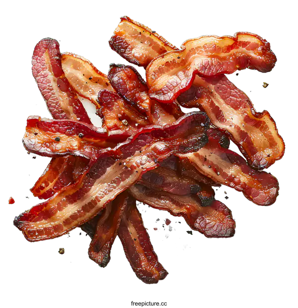 [Transparent Background PNG]Close-up of cooked bacon strips
