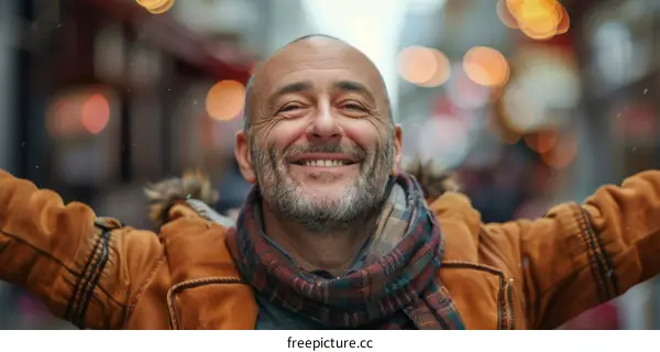 Man Smiling In City Street