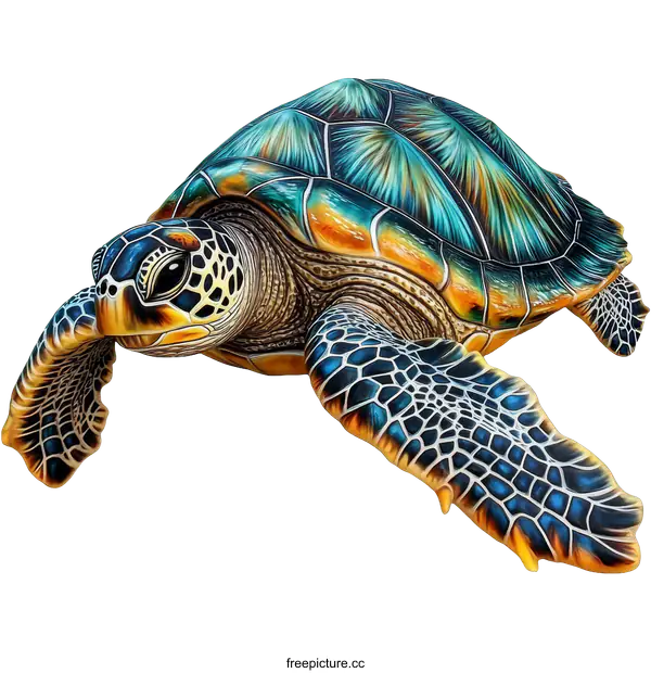 [Transparent Background PNG]Colorful Sea Turtle Illustration