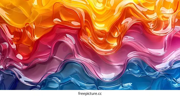 Colorful abstract painting with waves of color