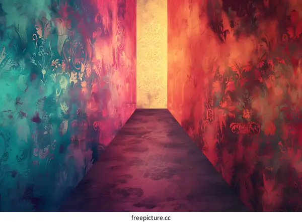 A brightly colored hallway