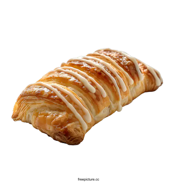 [Transparent Background PNG]Danish pastry with white icing on white background