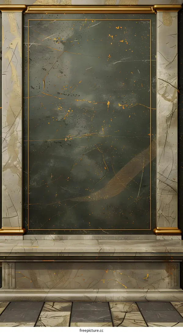 Golden Frame On A Marble Wall