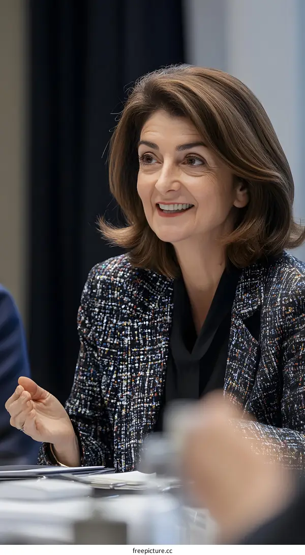 Woman Speaker Presenting at a Meeting