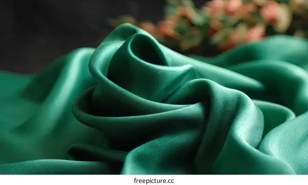 Emerald Green Satin Fabric Texture Close-up