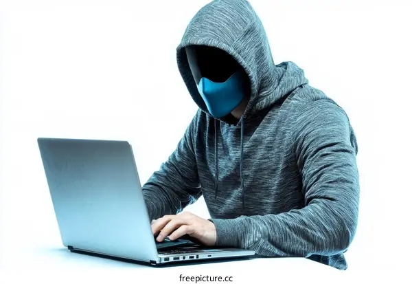 Anonymous Hacker Working on Laptop