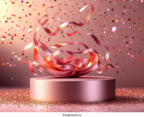 Pink Ribbon and Confetti Display