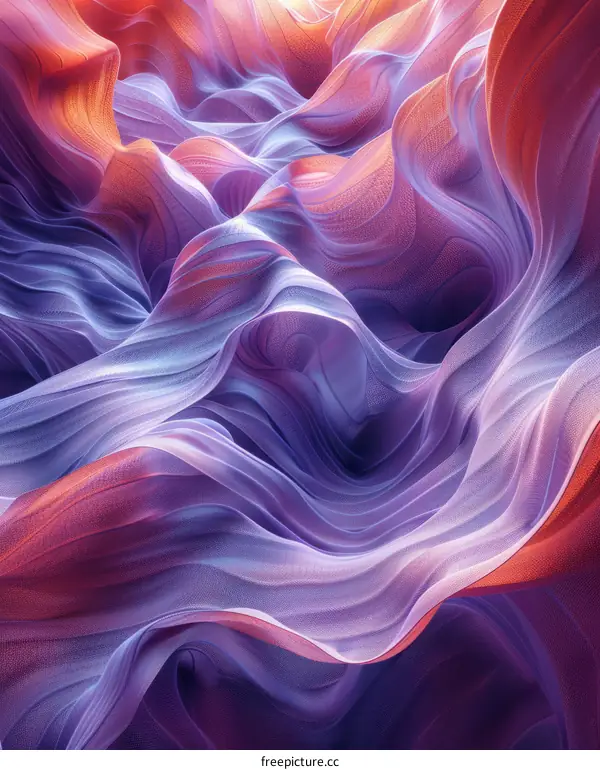 Colorful abstract painting with smooth wavy folds