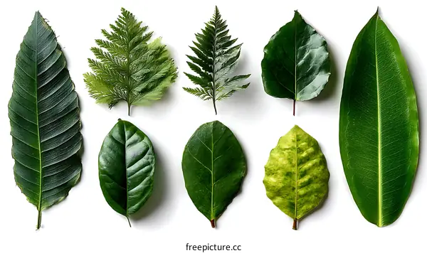 Collection of Various Green Leaves