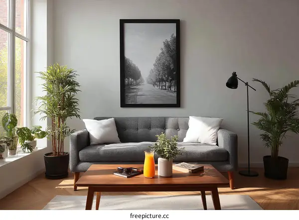 Modern Living Room with Black Framed Artwork