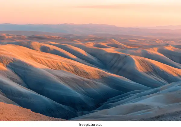 Golden Hour Over Rolling Hills in the Desert