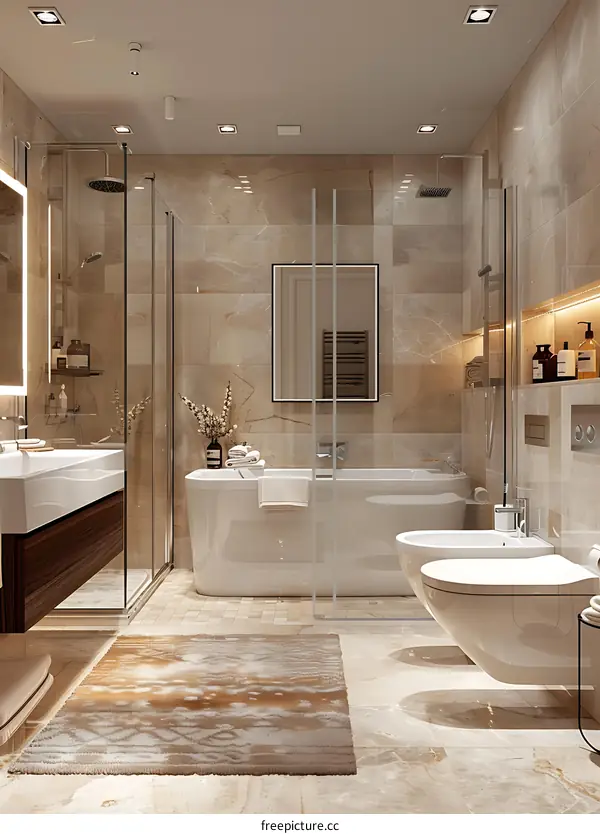 Modern and minimalist bathroom