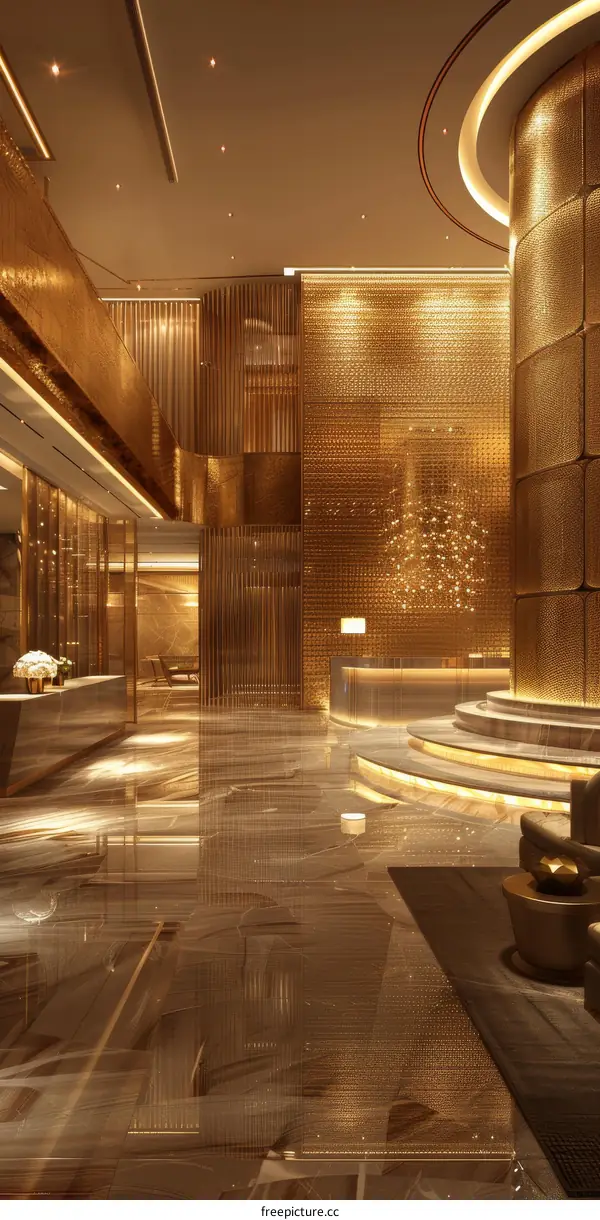 Luxury Gold Hotel Lobby Design