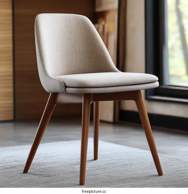 Modern Beige Fabric Dining Chair