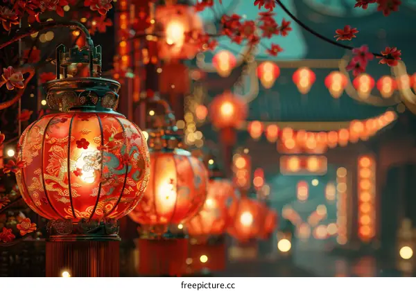 Chinese New Year Festive Red Lanterns