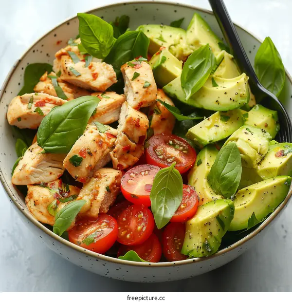 Spicy Chicken Salad with Avocado and Basil