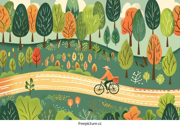 A Person Riding A Bicycle Through The Forest