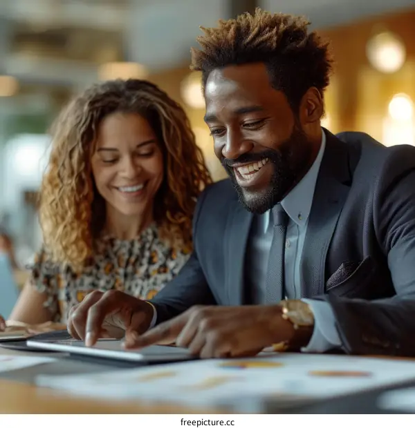 Two business people having a meeting in a modern office