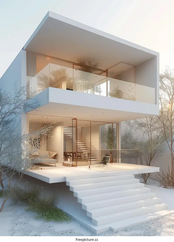 Modern Minimalist House Exterior Design Illustration