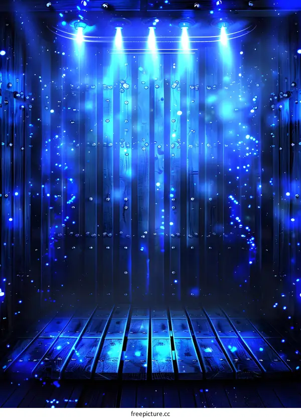 Blue Light Stage with Wooden Floor