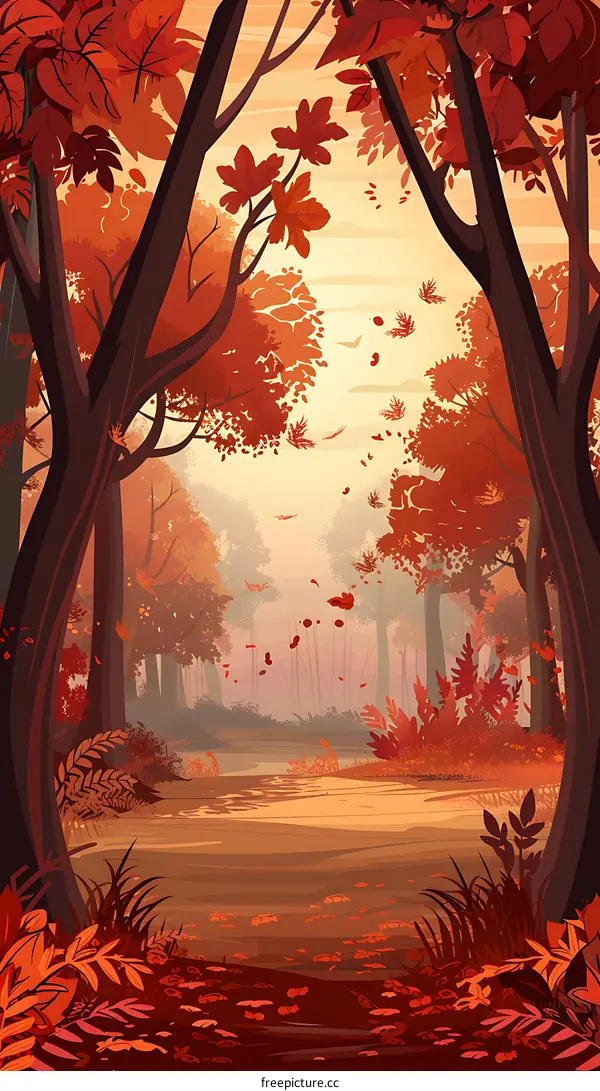 Autumn Forest Landscape Illustration