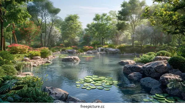 Tranquil Japanese Garden with a Pond