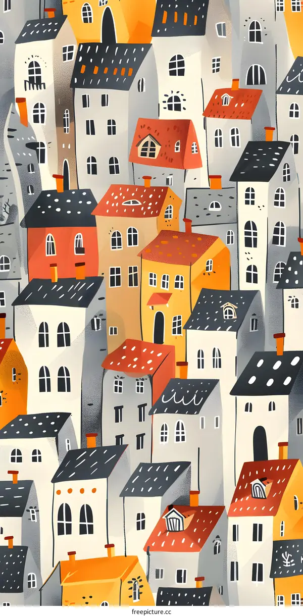 Colorful Illustrated Houses Pattern