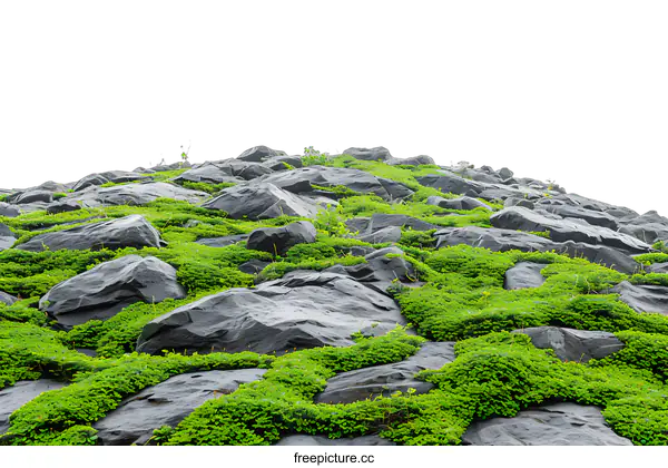 [Transparent Background PNG]Green Plants Growing On Rocks